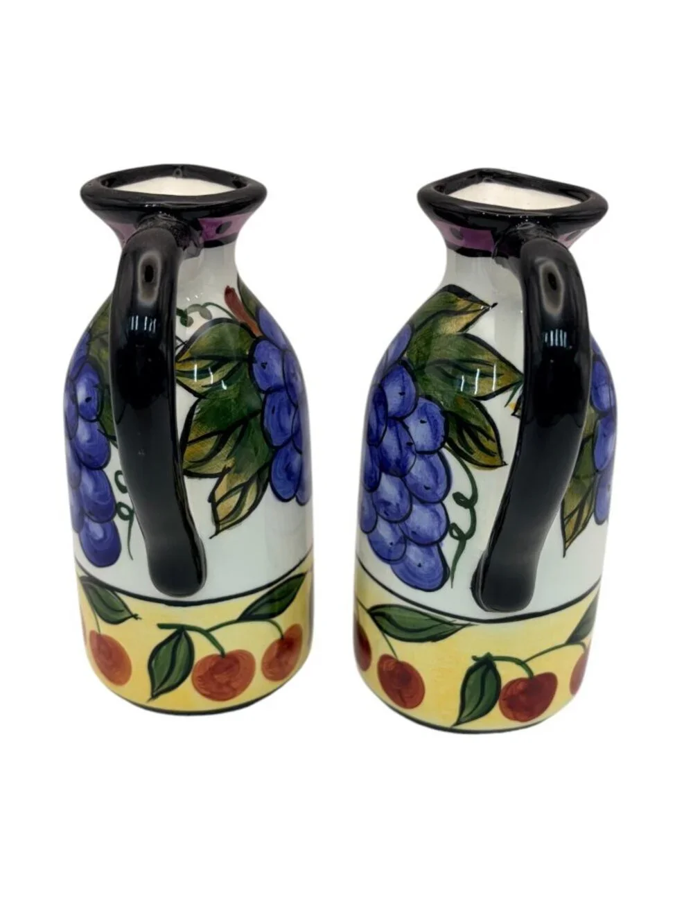 ACK Trading Los Angeles Hand Painted Ceramic Cruets Set of 2-Grape Fruit Design